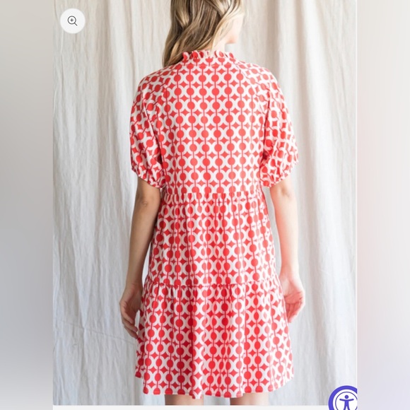 JODIFL Boho Shirt Dress Hot Pink Retro Pattern Cocktail Chic A Line Oversize - Picture 14 of 15